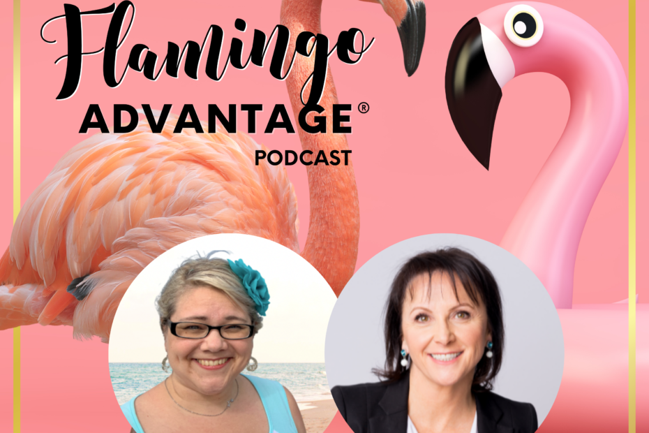 podcast-with-lisa-vanderkwaak-flamingo-advantage public speaking flamingos in background